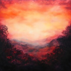 Fototapeta premium abstract landscape in warm orange and red with layered gradients