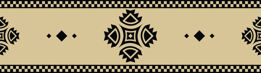 Ethnic border ornament. Geometric ethnic oriental seamless pattern. Stripe vector illustration. Native American Mexican African Indian tribal style. Design border, textile, fabric, clothing, carpet.