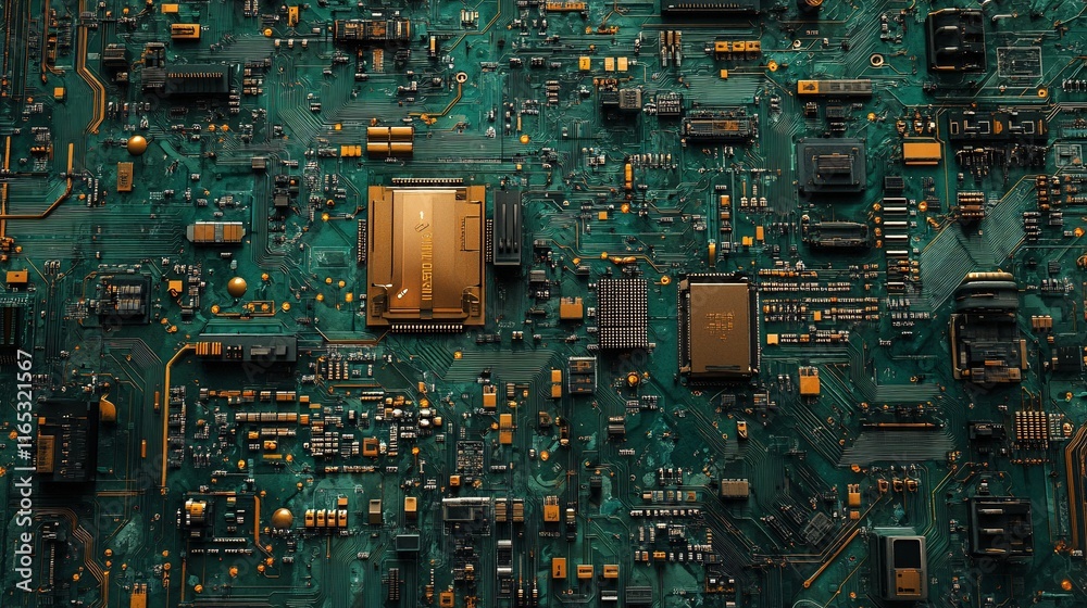Aufkleber electronic circuit board showing computer hardware components