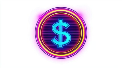 Obraz premium Vibrant Neon Dollar Sign with Bright Colors on a Dark Background Ideal for Financial Concepts, Money Management, Investment, and Modern Business Themes