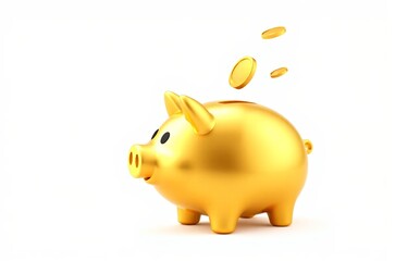 Obraz premium a close up of a golden piggy bank with coins falling out of it