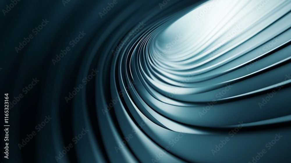 Poster abstract metallic swirls creating a tunnel effect with light