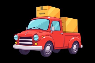 cartoon red truck with boxes on the back