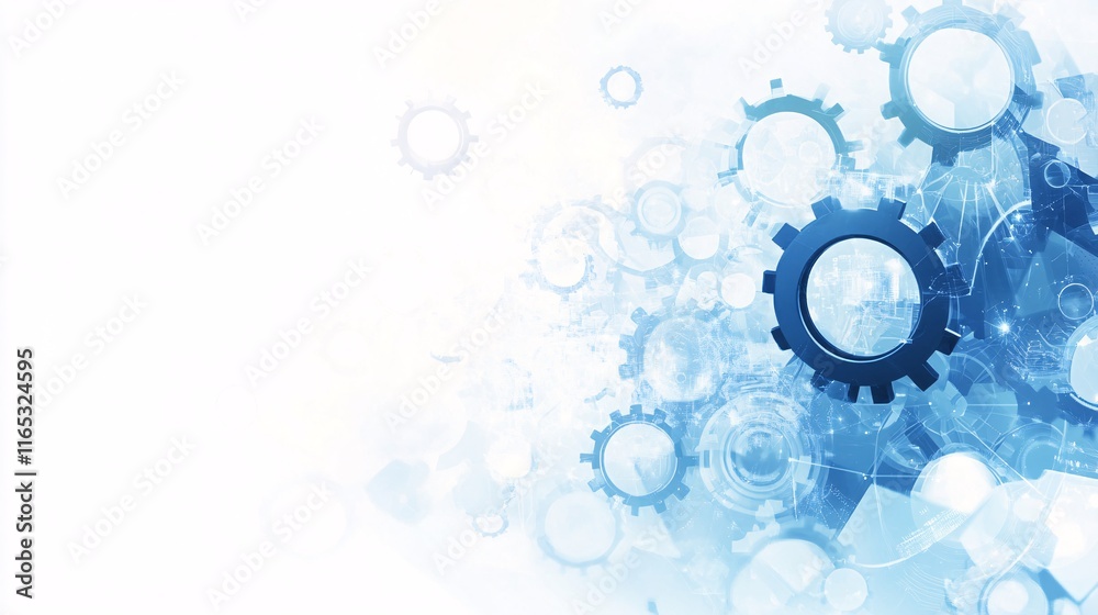 Aufkleber Gears rotating and connecting, symbolizing seamless integration and collaboration in a technological system