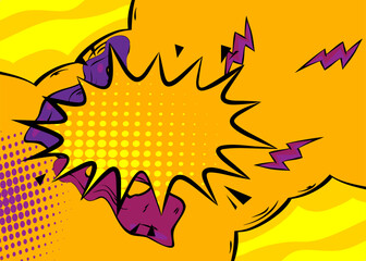 Cartoon Yellow and purple background, comic book backdrop. Retro vector comics pop art design.