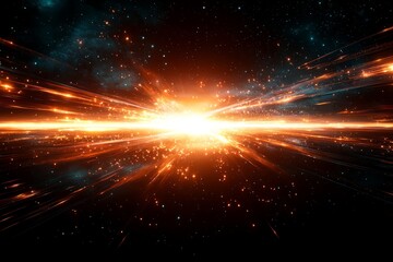 Obraz premium Cosmic Explosion Bright Streaks Across Starry Space