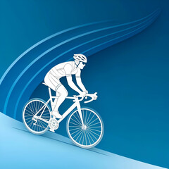 Fototapeta premium cyclist side view white silhouette on a blue back