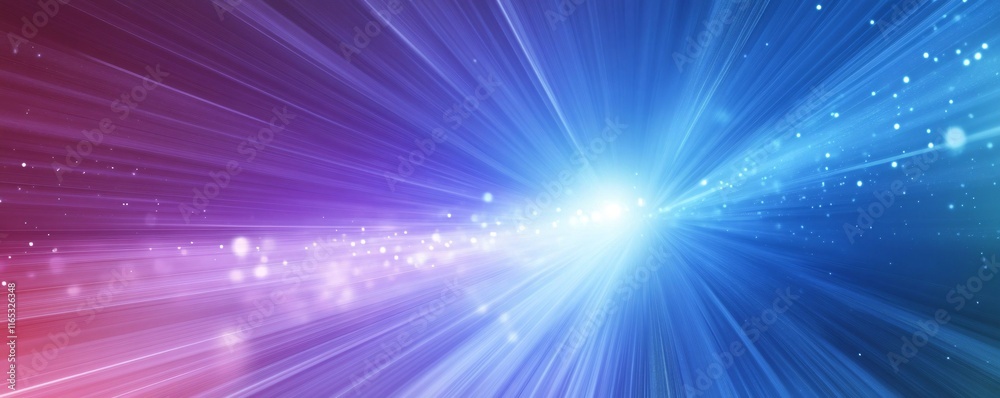 Aufkleber abstract speed motion light beams expanding from center with particles and pink and blue gradient