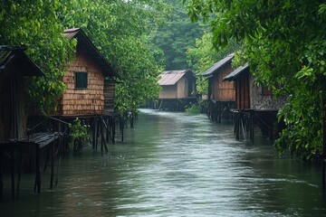 Fototapeta premium canal in the village of the country