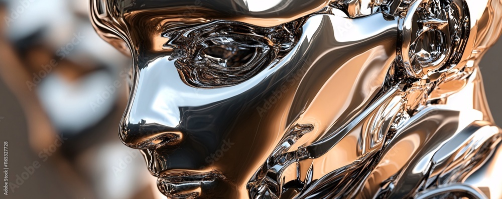 Poster Chrome android face reflecting artificial intelligence