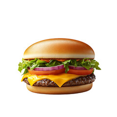 a hamburger with cheese and lettuce on a plate