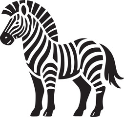 Stylized Black and White Zebra Vector Illustration