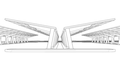 3D illustration of parking and carport