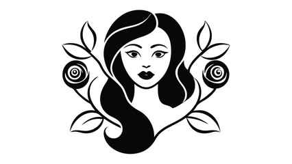 Abstract Female Face with Floral Elements