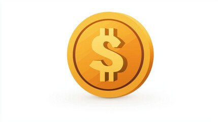 Obraz premium Golden Coin with Dollar Symbol Representing Wealth, Finance and Currency on White Background for Economic Concepts and Financial Illustrations
