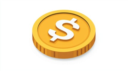 Golden Coin with Dollar Sign Symbolizing Wealth and Financial Prosperity from Various Perspectives, Ideal for Banking and Investment Illustrations