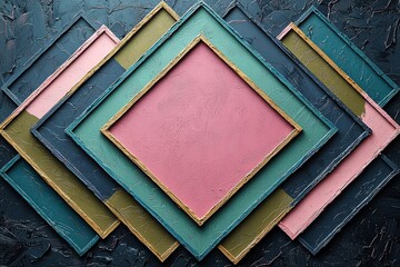 Fototapeta premium Abstract Geometric Artwork Featuring Layered Colorful Squares