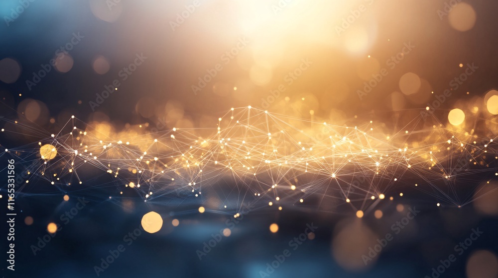 Poster Abstract plexus structure connecting glowing dots and lines in digital space