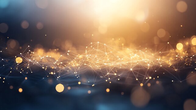 Abstract plexus structure connecting glowing dots and lines in digital space