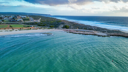 Kalbarri coastal landscape and town captured from above in the springtime