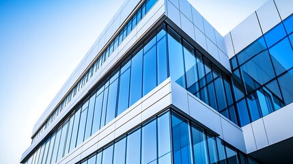 Obraz premium Sleek Office Building Featuring Minimalist Design and Expansive Glass Windows