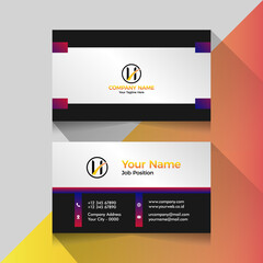 Black gradient color purple border business card