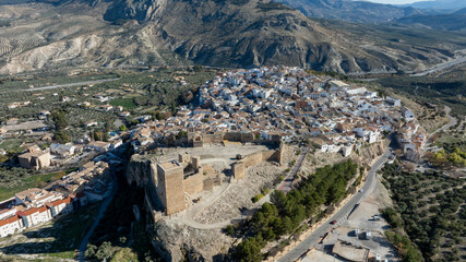 vista aérea del castillo del municipio de la Guardia de Jaén, Andalucía
