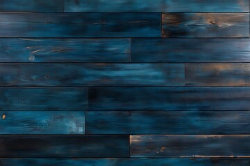 Naklejka premium distressed blue wood planks with bold grains and slight cracks 