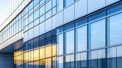 Obraz premium Sleek Modern Building Exterior with Large Glass Windows