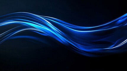 Abstract blue light wave flowing on black background