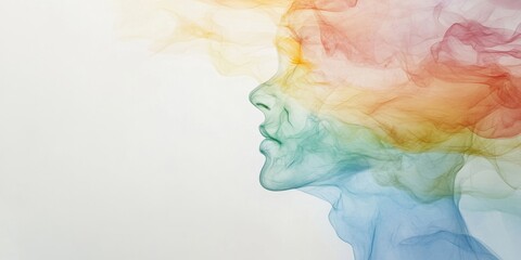 Colorful smoke silhouette art blending human form with vibrant hues