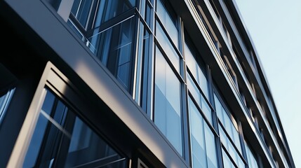 Obraz premium Sleek Modern Building Exterior with Large Glass Windows