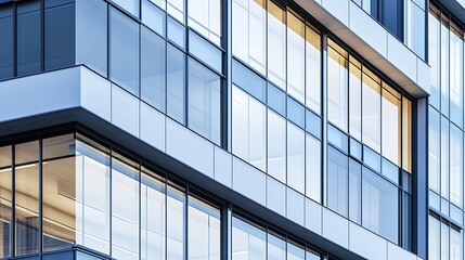 Obraz premium Sleek Modern Building Exterior with Large Glass Windows