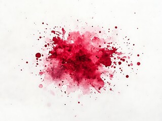 chaotic red ink splatters on a soft white surface 