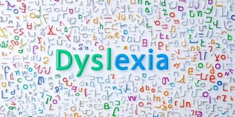 Colorful dyslexia concept with jumbled letters background
