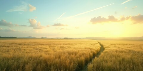 Obraz premium Golden Hour in the Wheat Field 