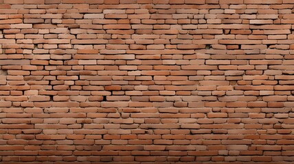 Fototapeta premium A panoramic view of an old, messy brick wall showcases its weathered texture, with cracks and faded paint adding character to the scene.