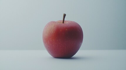 Single red apple on white background.