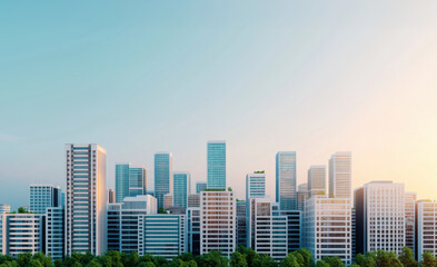 Obraz premium Urban skyline at sunset modern city, White building