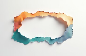 Torn Paper Frame: A vibrant, abstract composition featuring a torn paper frame in shades of teal, orange, and pink, offering a unique and artistic border for your designs.  