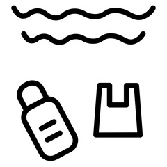 Water Pollution Plastic Line Icon