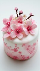 Delicate Sakura-Inspired Mini Cake, a Whimsical Spring Treat