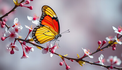 a butterfly and cherry blossom