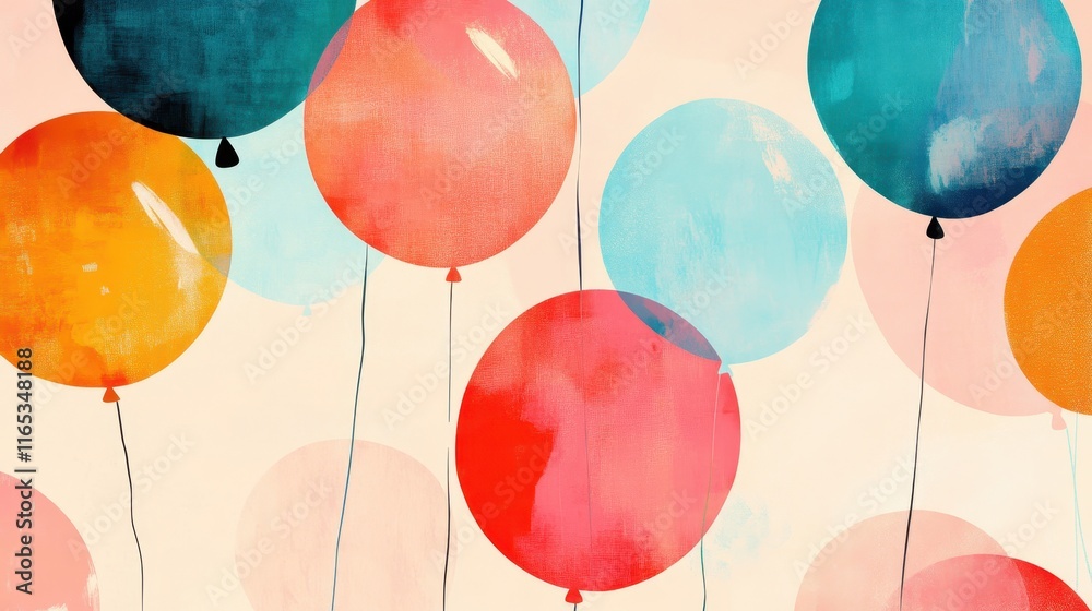 Canvas Prints dynamic balloons glow on a soft sky blending blue and peach tones