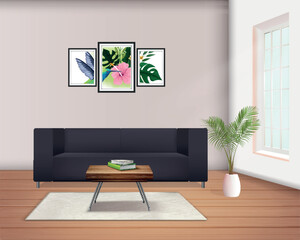 Luxury nature wall frame and bedroom design