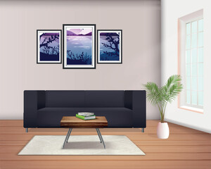 Luxury nature wall frame and bedroom design