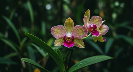 Orchids on a lake, flowers in water, colorful orchids