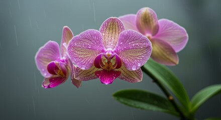 Fototapeta premium Orchids on a lake, flowers in water, colorful flowers