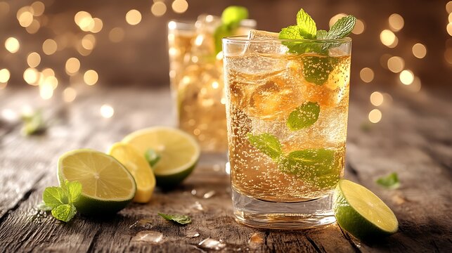 Refreshing Iced Tea Drink with Mint and Citrus