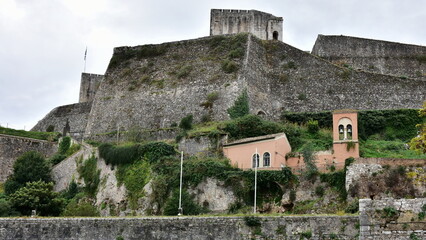 wall of New fortress in town and island Corfu, Greece